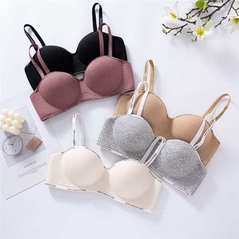 Seamless Wireless Bra for Women with Small Chest and Letter Strap Design