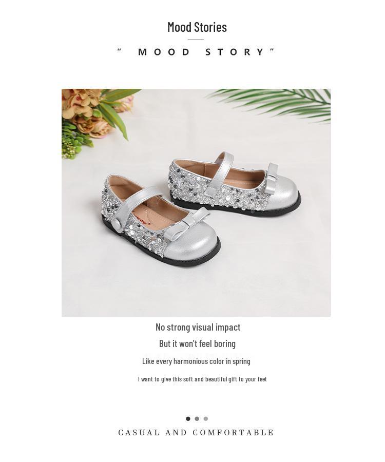 Весенние туфли для девочек Эльза Кристальная принцесса - Мягкая подошва Бант Кожа