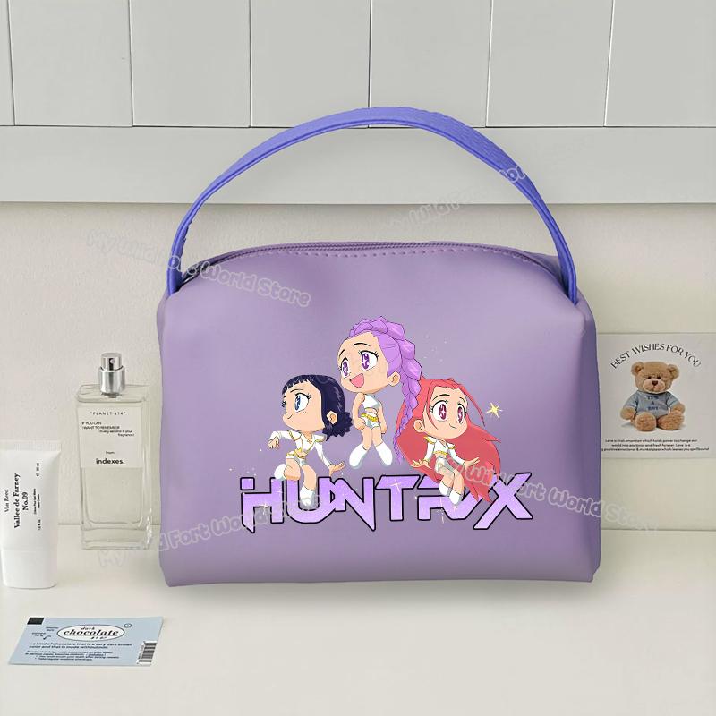 KPop Demon Hunters Handheld Make Up Bag Organizer for Women Portable Tracvel Cosmetics Handbag Waterproof Toiletry Makeup Bags