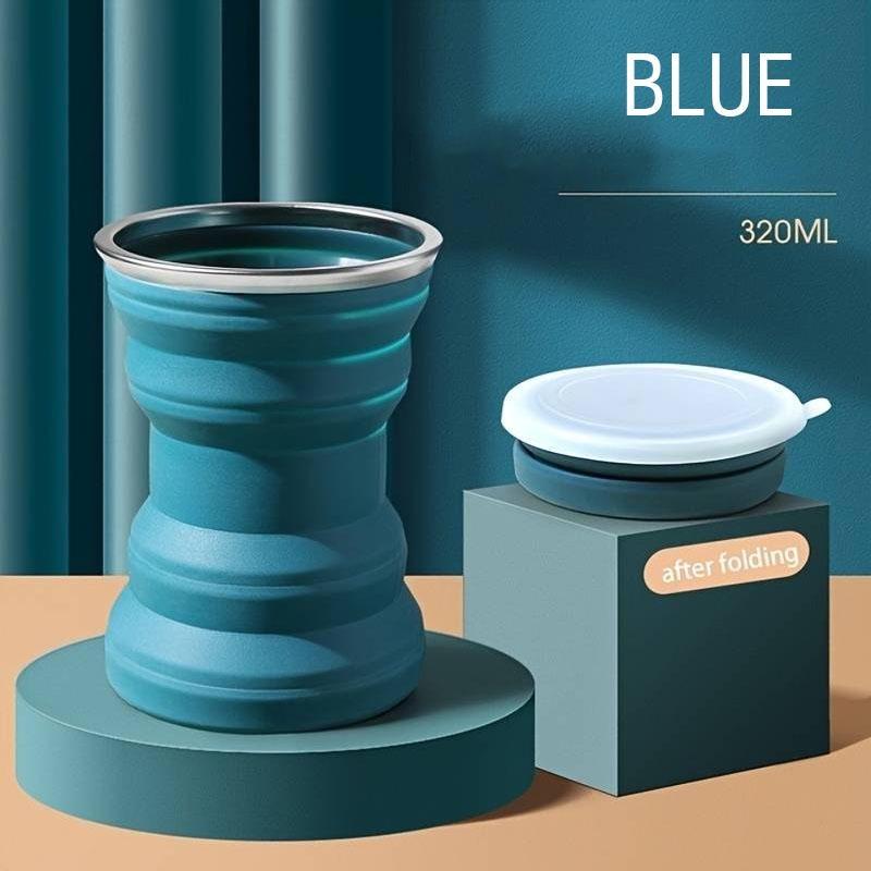 1 шт., силиконовая чашка, складная для деловых поездок, портативная, креативная, мини-телескопическая чашка с крышкой, чашка для полоскания рта для путешествий на открытом воздухе