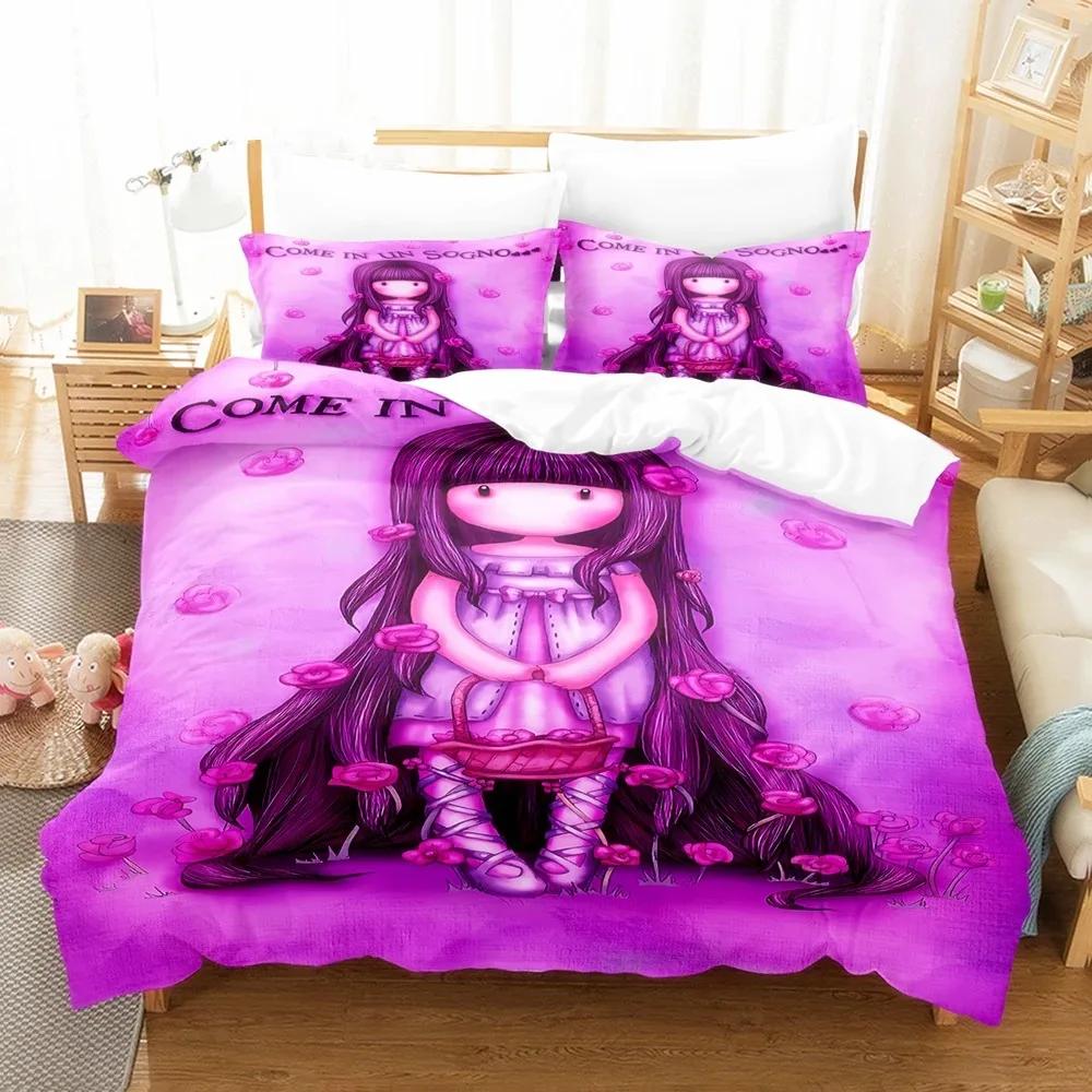 Santoro Gorjuss Anime Beautiful Girl Comfortable Duvet Cover Pillowcase Bedding Set Children Bedroom Decoration Home Textile