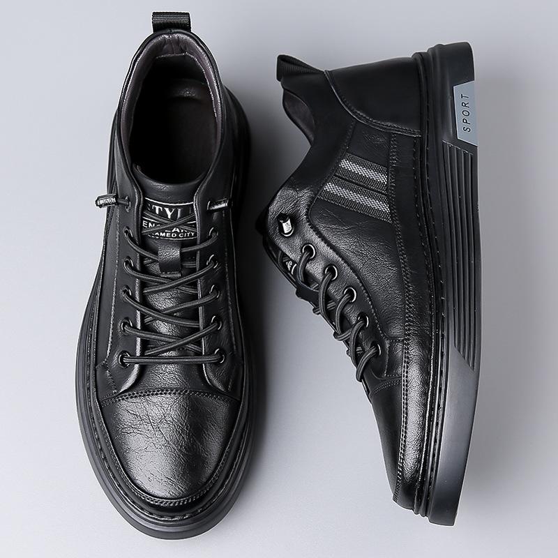 Мужская обувь 2024 года, осенне-зимняя, бархатная, теплая, повседневная, черная, с одной педалью, для вождения, легкая, кожаная обувь прилив