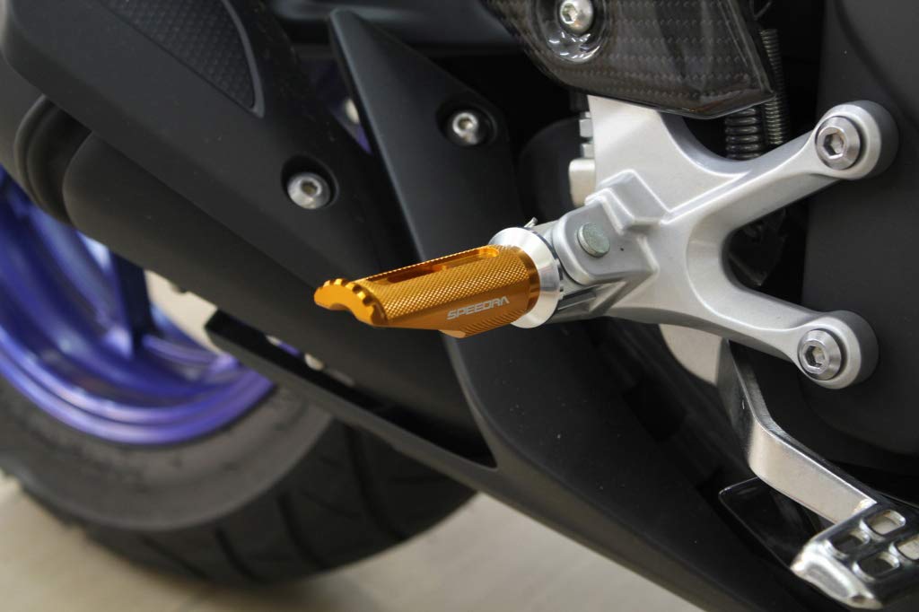 SSK фрезерованный алюминиевый ступенчатый гоночный тип для райдеров Цвет монтажной части: Цвет серебристой подножки: Синий YAMAHA YZF-R25/YZF-R3/MT-25/MT-03