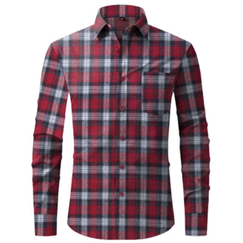Plaid Men's Shirt New Long-sleeved Cardigan