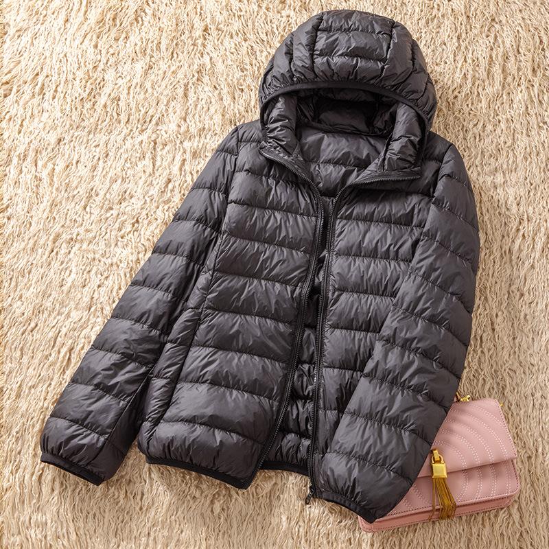 Women's Lightweight Down Jacket Short Warm Fashionable Hooded Lightweight Fitted Outerwear