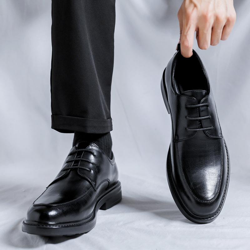 Кожаные туфли мужские в британском стиле корейская версия деловые повседневные туфли 2025 новые туфли на платформе 9249-R