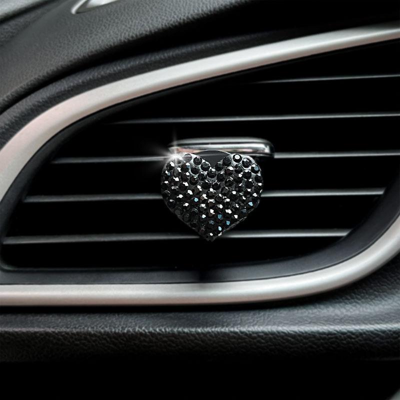 Heart-shaped Car Air Outlet Clip Creative Rhinestone Car Air Conditioning Air Outlet Perfume Decoration Clip Car Accessories