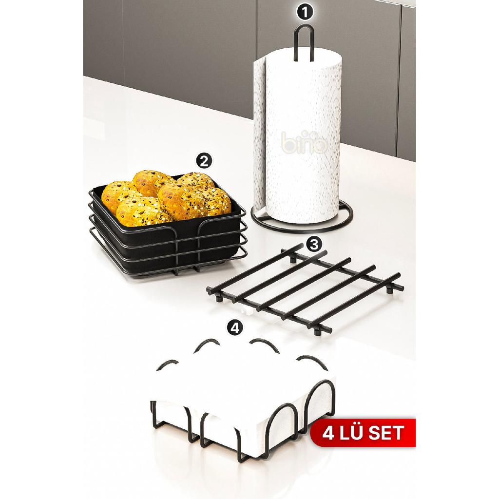 Tableware, Kitchen Presentation Holder, Napkin Holder, Towel Holder, Trivet, Bread Holder, 4-piece Tableware Set, Kitchen Organizer