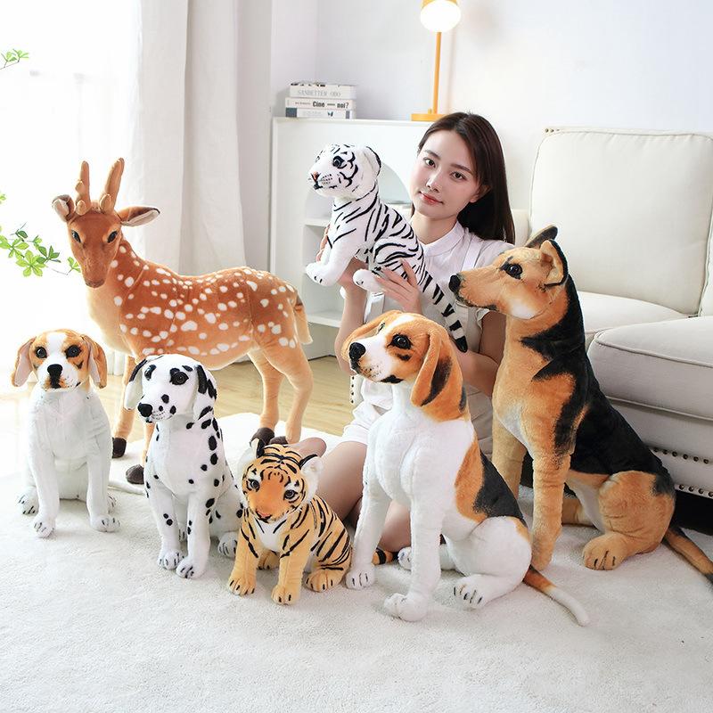 Simulation Squatting Dog Shepherd Dog Spotted Dog Doll Plush Toy Tiger Sika Deer Doll Children'S Ragdoll