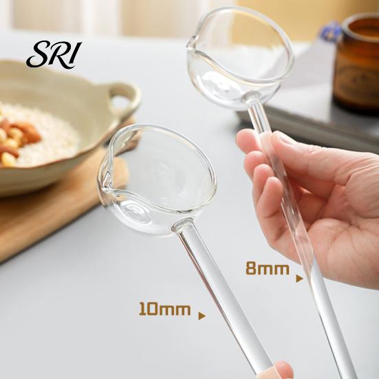 Ergonomic Glass Spoon Handmade Long Handle for Cooking Heat-Resistant Kitchen Utensil Adaptable Tool Stirring Serving Scooping Unique Gift Home Chefs