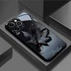 Стеклянный чехол для телефона с черным узором в виде листьев для iPhone 17 16 15 14 13 12 11 Pro Max 16E 17Air 7 8 15 Plus XR XS X