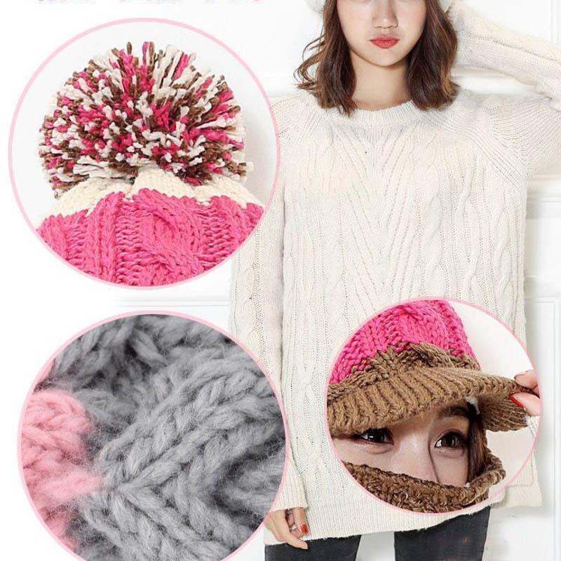 Осенне-зимняя женская хлопковая шапка, студенческая вязаная шапка, теплая и бархатная толстая шерстяная шапка, ветрозащитная велосипедная шапка