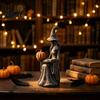 Коллекционные фигурки ведьм Хэллоуинская статуэтка Готическая фигурка с тыквой и книгой Матово-черная Настольная полка Украшение Скульптура Каминный стол
