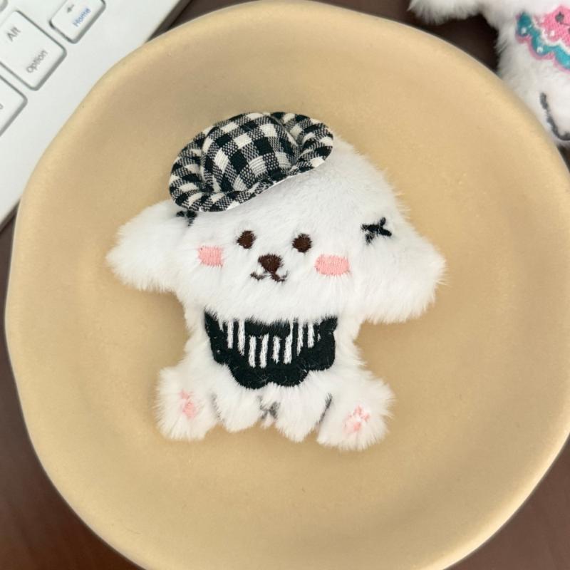 Cute Cartoon Glasses Hat Dog Plush Keychain Kawaii Puppy Backpack Pendant Keychain Stuffed Doll Toys Charms Accessories GiftsHot