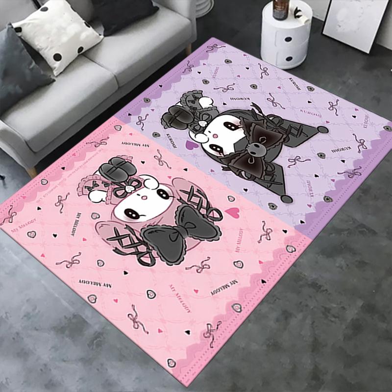 Sanrio Kuromi, My Melody, SanrioSoft Thick Printed Carpet, Non-Slip Entryway Mat for Bathroom, Living Room, Bedroom, Laundry Room - Machine