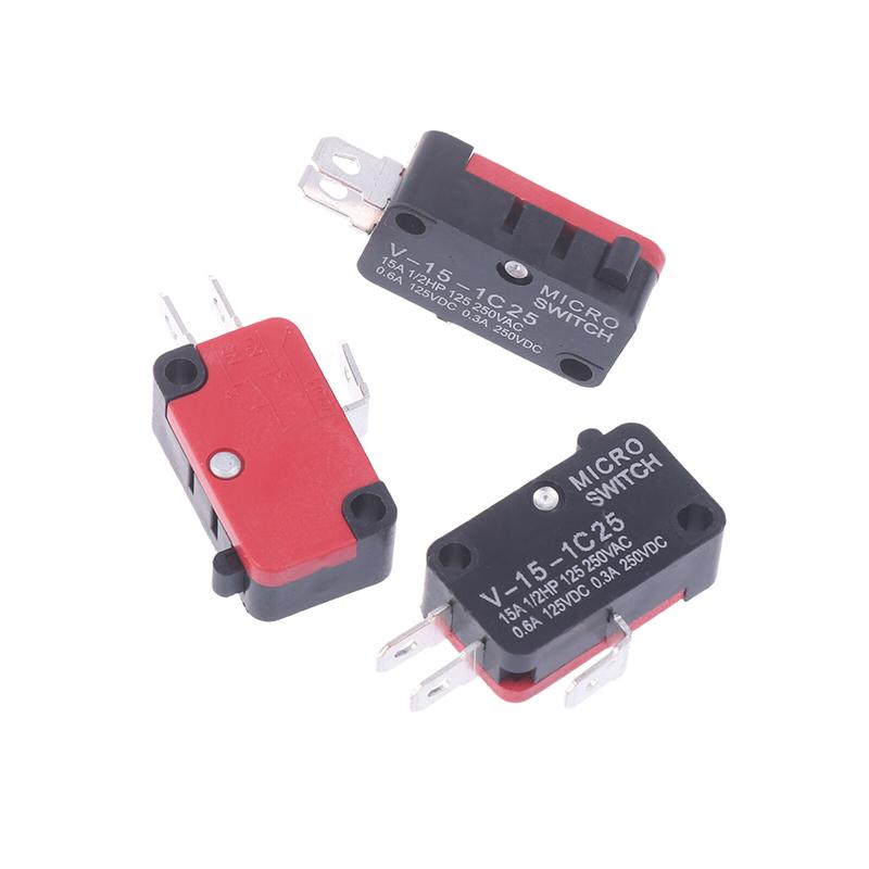10 шт. Микропереключатель V-15-1C25 Серебряный контакт V-15-1C25 Контактный переключатель для микроволновой печи Медный контакт Тактовый переключатель Концевой микропереключатель