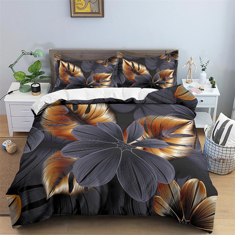 Пододеяльник с цветочным рисунком Queen, комплект пододеяльников с зеленым ботаническим рисунком, пододеяльник с изображением веток и листьев садовых цветов, мягкий дышащий стеганый чехол