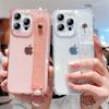 Роскошный прозрачный чехол с блестками и ремешком на запястье для iPhone 11 12 13 14 15 16 Pro Max XR X XS 7 8 Plus, силиконовый мягкий противоударный чехол