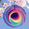 3D Laser-Cut Metal Mandala Wind Spinner - Colorful Kinetic Garden Art with Holographic Vortex Effect, Wind-Powered Outdoor Hanging Sculpture for Patio