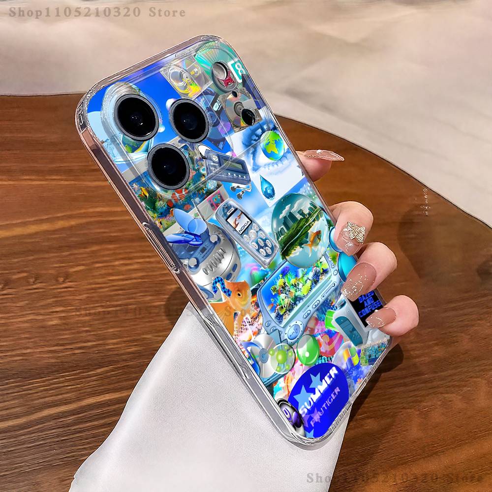 Чехол для телефона F-Frutiger Aero Art для iPhone 16,15,17,12,13,14,11 Max,Pro,Plus,X,XS,XR,SE4,E Mini Прозрачная крышка
