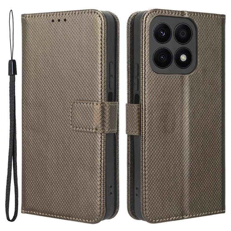 Для Honor X8a 4G Кошелек Чехол для телефона Алмазная текстура Искусственная кожа Магнитный откидной чехол-подставка