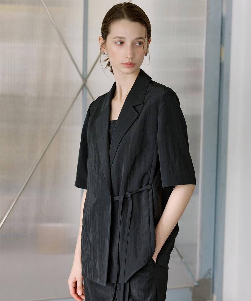 OLIVE DES OLIVE Ribbon Fastening Oversized Short Sleeve Jacket Ow6Mj5400