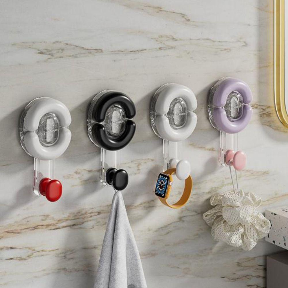 5Pcs Plastic Shower Hooks Punch Free Wall Hanger Light Luxury Suction Cup Hooks Kitchen