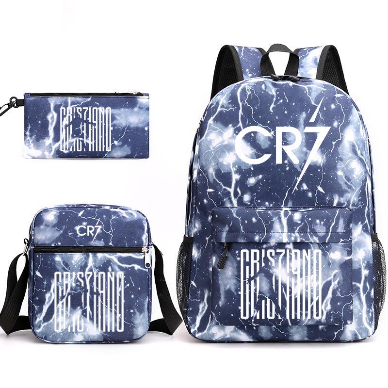 C Ronaldo student bag + small shoulder bag + pencil case three-piece backpack