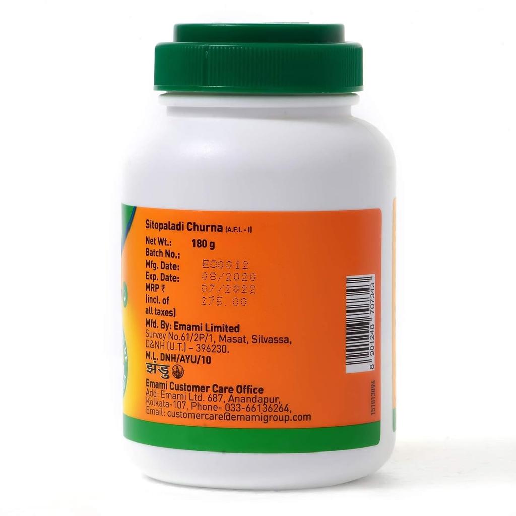 Zandu Sitopaladi Churn 180g Ayurvedic Herbal Powder for Digestive Support and Energy Boost