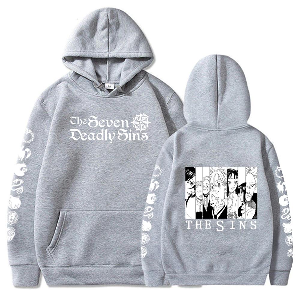 Мужская/женская толстовка с капюшоном из японского аниме «Семь смертных грехов» с принтом унисекс в стиле хип-хоп, уличная одежда, пуловер, одежда