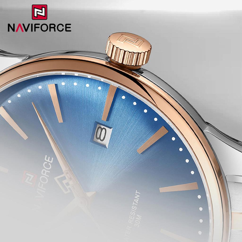 Naviforce Мужские часы из нержавеющей стали, водонепроницаемые деловые наручные часы с дисплеем даты, оригинальные кварцевые мужские часы