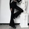 Women Solid Color High Waist Slim Fit Flares Casual Pants Spring