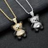 New Fashion Little Bear Pendant Animal Panda Pendant Shiny Micro Set Zircon Street Hip Hop Jewelry Couple Necklace Accessories