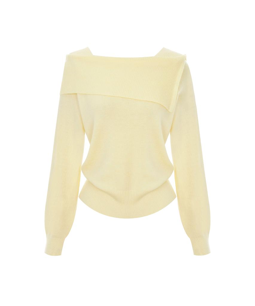 PAIGEFLYNN Asymmetrical Collar Boat Neck Knit_P6Akn029C