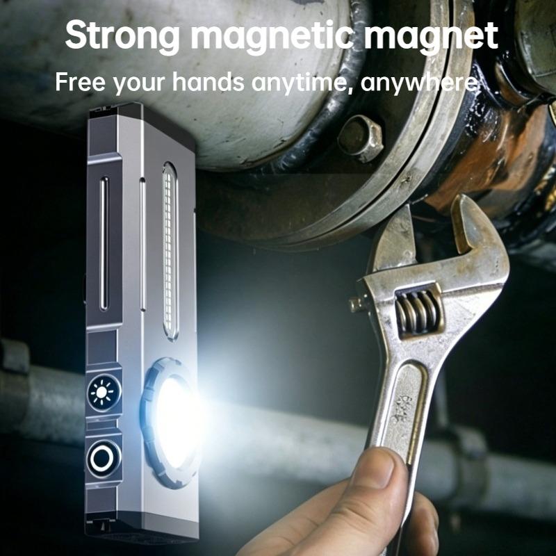 COB Work Light Type-C Rechargeable Flashlight with RGB Light Portable Hat Clip Lamp for Camping & Emergency
