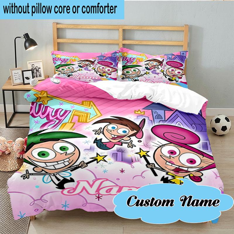 Custom Name 3PCS Magical Adventure Friends Bedding Set, Including 1pc Duvet Cover And 2pcs Pillowcases, Suitable for dorms and bedrooms Gift