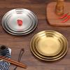 Round Dinner Plate Serving Platter Barbecue Tray Stainless Steel Korean Style Serving
