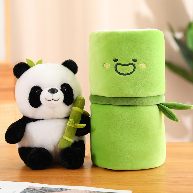 Stuffed Climbing Hug On The Bamboo Toy Creative Panda Doll Hiding In A Bamboo Plush Cushion Birthday
