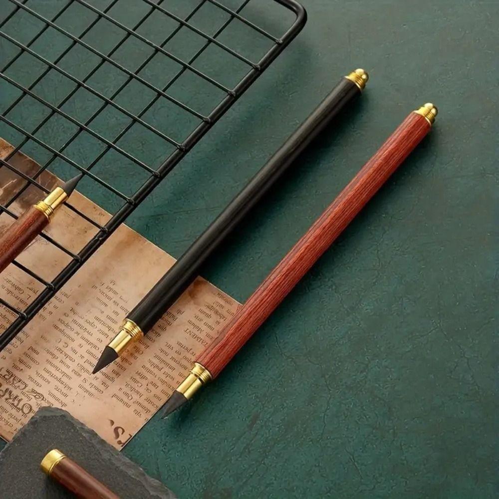 Professional Vintage Brass Wooden Pencil 0.5mm Eternal Pencil 3 Colors Wooden Pencil Kids
