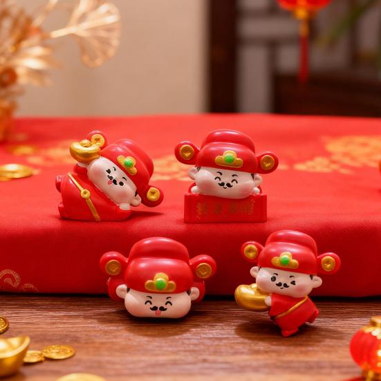 1/4 шт. Фигурка Бога Богатства Украшение для Монитора Компьютера Мультяшная Статуэтка Китайских Бессмертных Полимерная Скульптура Украшение на Приборную Панель Автомобиля