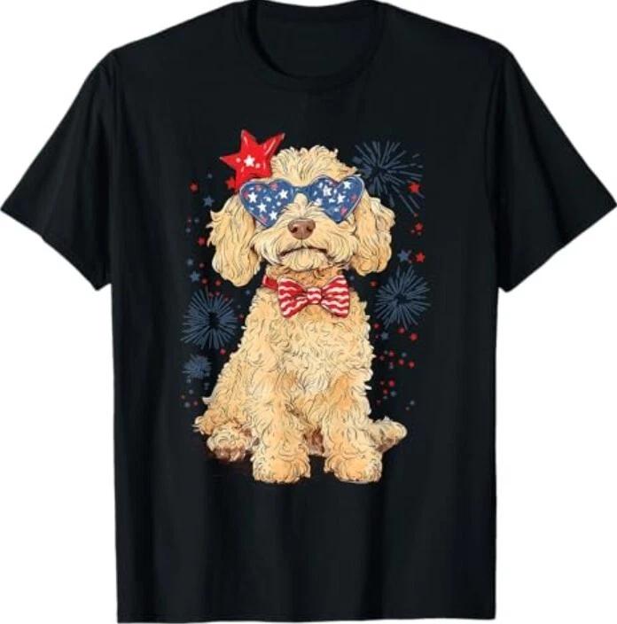 Goldendoodle 4th of July Patriotic Golden Doodle Dog Women T-Shirt