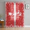 Рождественские прозрачные шторы со снеговиком, лосем и снежинкой для детей, спальня, гостиная, вуаль, Рождественская кухня, тюлевая занавеска