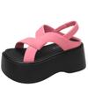 Fashion 8cm Thick-soled Heightening Sandals for Women Summer New Style Cross-over Chunky Platform Sandals Open-toe Wedge Sandals