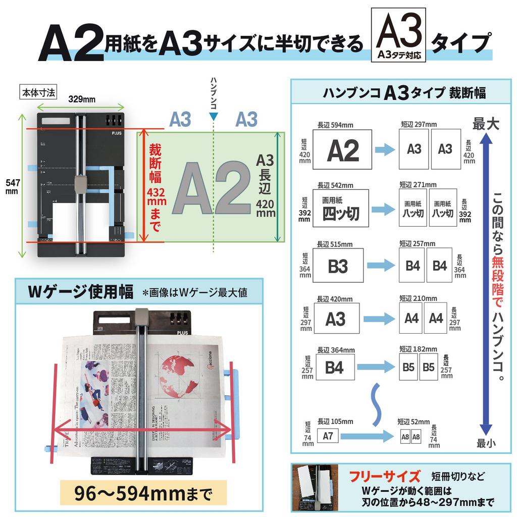 Plus Cutting Machine Slide Cutter Hanbunko A3 PK-811 26-471