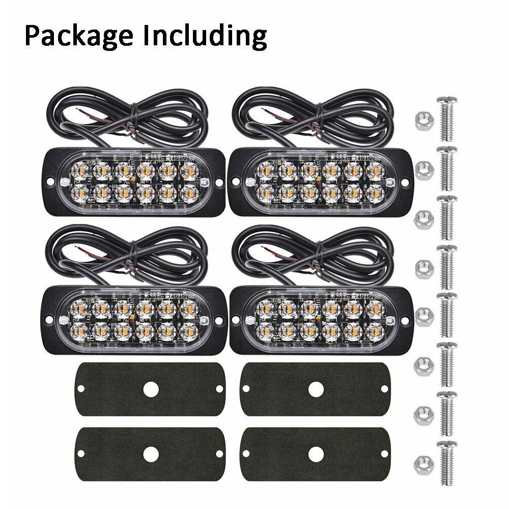 4 шт. 12 стробоскопических светодиодных янтарных маяков аварийного мигающего бокового габаритного света, предупреждающий сигнал