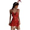 Сексуальный сетчатый комплект рождественского нижнего белья большого размера с принтом - ночная сорочка с открытой спиной