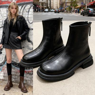 Женские короткие ботинки осень и зима новые тонкие ботинки в британском стиле на толстой подошве женские ботинки Мартин весенне-осенние одинарные ботинки