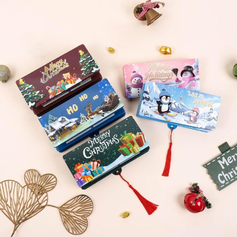 Festival Santa Design 10 Compartment Cash Envelopes Holiday Gift Box Durable Paper Christmas Party Essential