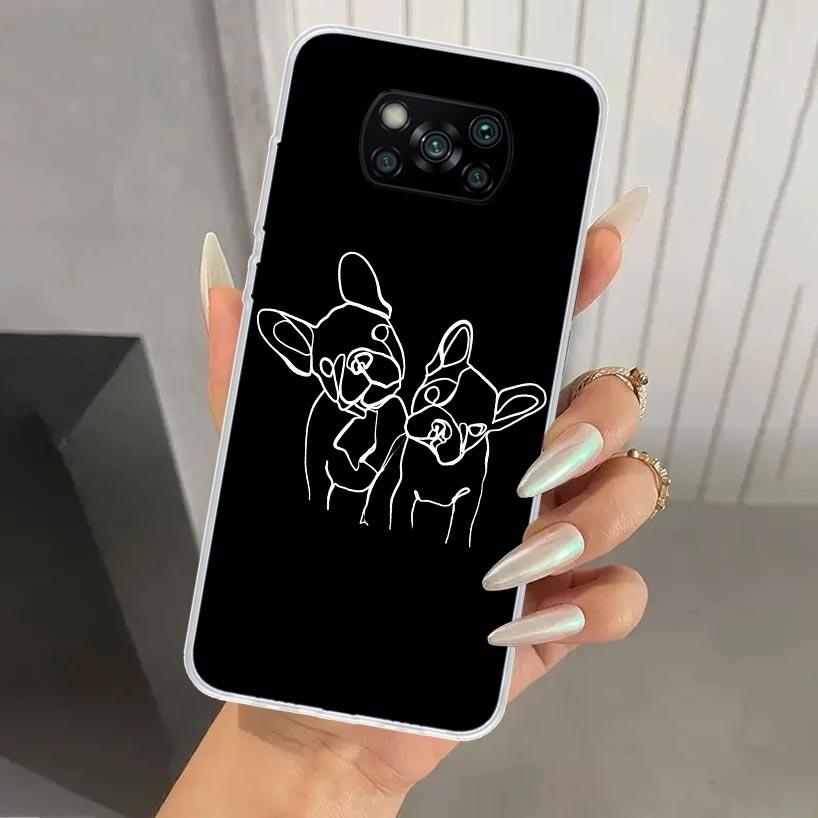 Черно-белый чехол для телефона с французским бульдогом для Xiaomi Poco X5 X6 X7 Pro F7 Ultra M7 Redmi 15 15C 13 13C 12 12C 10 10A 10C 9 9A 9C 9T