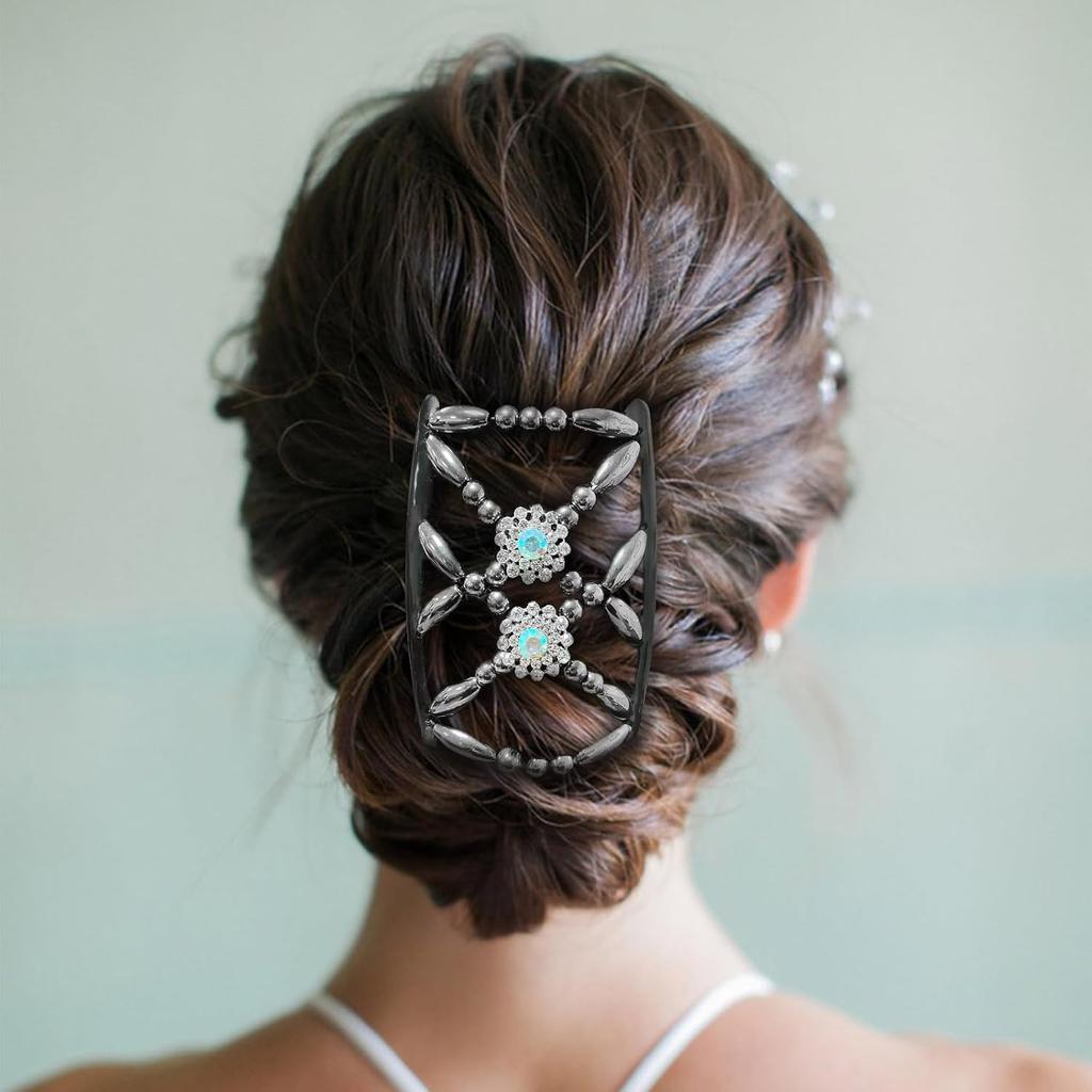 1/2/3 шт. Волшебные гребни для волос с бусинами, эластичные гребни для волос с бусинами, двухсторонние зажимы, гребни для волос для женщин и девочек, аксессуары для укладки волос своими руками